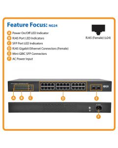 Tripp Lite ng24  Switch No Administrado 1u Rack Escritorio Gig Ethernet 24 Puertos