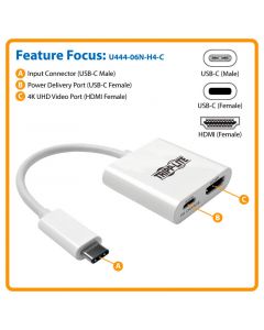 Tripp Lite u444-06n-h4-c  Adaptador Usb 3.1 Gen 1 Usb-c Hdmi 4k Prto Carga Thnderbolt