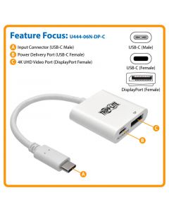 Tripp Lite u444-06n-dp-c  Adaptador Usb 3.1 Gen 1 Usb-c Dsplyprt 4k Thunderbolt 3