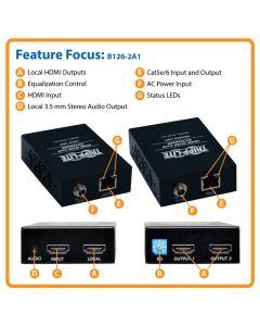 Tripp Lite b126-2a1  Juego Extensor Hdmi Activo Cat5 Cat6 Receptor 1080p 61 M