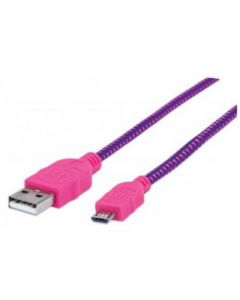 Manhattan 352741 A02019u Cable Micro Usb B 1.8m Recubrimiento Textil Rosamorado.