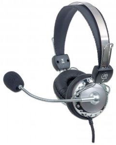 Manhattan 175517  A0201k7 Audifonos Diadema Ergonomica Microfono Control De Volumen 3.5mm