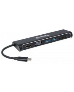 Manhattan 152631  A0201n0 Docking 4-1 Usb-c A Hdmi Vga 2 Usb 3.1 Lector Tarjetas Sd M-h