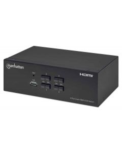 Manhattan 153539 switch kvm para 4 computadoras y 2 monitores hdmi 4k 2usb 3.5mm