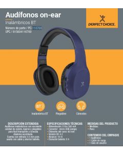 Perfect Choice pc-116769 Spk-1671 Audifono Diadema Bluetooth Azul