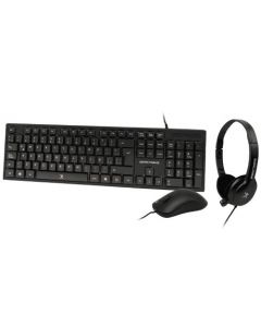 Perfect Choice PC-201717 kit alambrico 3 en 1 negro (teclado y mouse diadema)