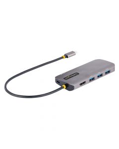 Startech 127B-USBC-MULTIPORT adaptador multipuertos usb c, de video hdmi 4k y 60hz, hub usb-a 3.2 3 puertos 5gbps, entrega alimentación pd 100w, gbe, docking station viajes