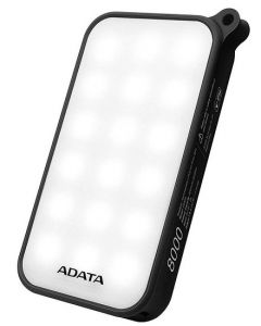 Adata ad8000l-5v-cbk Bateria De Respaldo Power Bank D8000l 8000mah Linterna Led 2 Usb 2.1a Indicador Carga  Negro