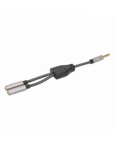 Manhattan 356114 cable de audio 0.15 m 3,5mm 2 x 3.5mm negro, plata