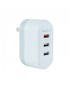 Mobifree mb-923378 Cargador  De Pared 3 Puertos Usb - Color Blanco, Pared, Corriente Alterna, Usb,