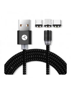 Techzone tzcabtri01 Cable Cargador Usb - Lightning, Y Tipo C, Negro, 1m