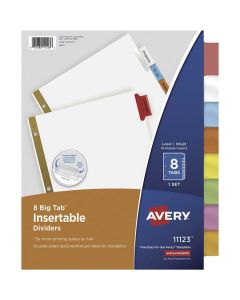 Avery 11123 Separador Blanco 8 Pestañas Multicolor Insertable Caja C36 Paq