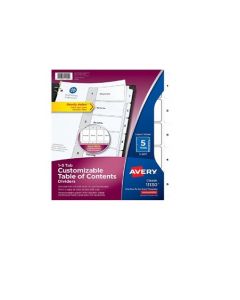 Avery 11130 Separador Blanco 5 Pestañas Laser Inkjet