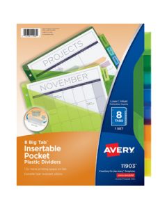 Avery 11903 Ave-11903 Separador Plastico Multicolor Con Bolsa 8 Pestanas