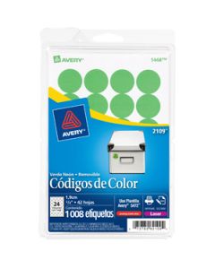 Avery 2109 Etiquetas Removibles Circulares Verde Neon