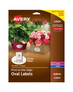 Avery 22804 **etiqueta Ovalada Blanco Brillante 1 12in X 2