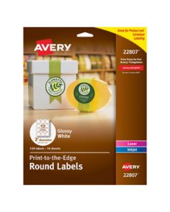Avery 22807 **etiqueta Redonda Blanca Glossy 2in Inklaser