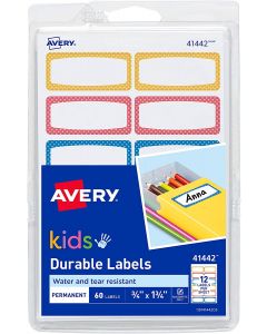 Avery 41442 Etiqueta Rectangular Durable Borde De Colores 34" X 1 19 44cm 60 Etiq