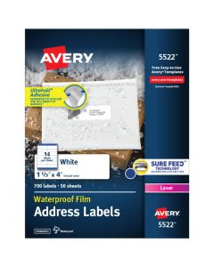 Avery 5522 etiqueta laser weatherproof 1 3 x 4  3.4 10.2 cm 700 etiquetas
