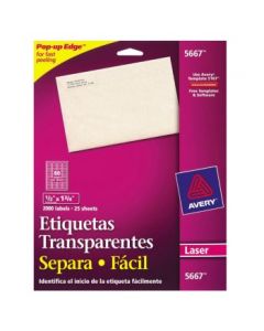 Avery 5667 Etiquetas Transparentes 12 X 1 34 In Laser (2000