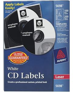 Avery 5698 **etiqueta laser blanca p cd 100 etiquetas