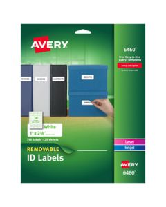 Avery 6460 **etiqueta Bca. Removible 1inx2 58in(50hjs)