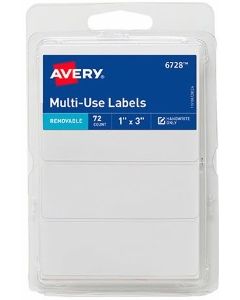 Avery 66728 Ave-66728 Etiqueta Rectangular Blancas 25x76cm (72 Etiquetas)