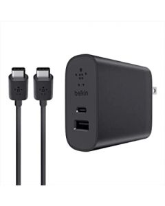Belkin f7u022dq06-blk Cable Usb-c Usb-a Dual Ac Charger W Usb- Cblk