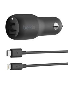 Belkin f7u100bt04-blk Cargador Para Auto 30w + Usb-c Car Charg W Ltg To Cbl4 Blk