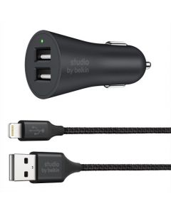 Belkin f8j228-05-blk Studio Dual Car Charger W Ltg Cbl24w5k