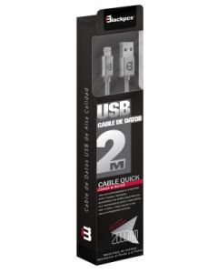 Blackpcs cagylt2m-3 Cable Tejido Lightning - Gris, Poliéster, Apple, 2 M,