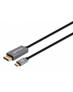 Manhattan 354844 adaptador de cable vídeo 2 m usb tipo c displayport negro, plata