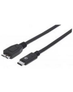 Manhattan 353397 Cable Usb 3.1 Tipo C  Macho Micro B De 1 M 3amp Color Negro