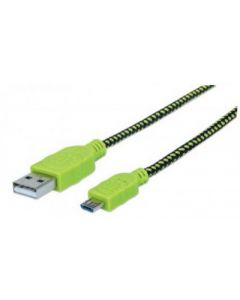 Manhattan 394062 Cb-1230 Cable Usb V2 A-micro B Blister Textil 1.0m Negro Verde