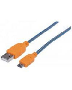 Manhattan 352734 Cable Usb Version 2.0 A-micro B 1.0 M Textil Azul Naranja