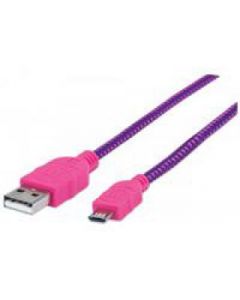 Manhattan 352758 Cable  Usb V2.0 A-micro B 1.0 M Textil Morado Rosa
