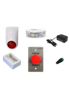 Axceze Kit De Boton Panico Sencillo Con 1x Paro O Emergencia Ax-l60 + Sirena-estrobo Pam-sl500 Fuente Poder Ps-1215 Cable Alarma Rollo 32202w040 Conector Corriente Fs-fc01 Tmk7902-02001