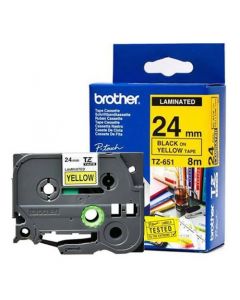 Brother TZ651 cinta negro sobre amarillo p-touch de cinta.