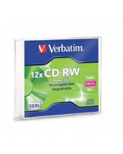 Verbatim vb95161 E99003q Cd-rw 12x 700mb 80min Regrababl Case Slim Individual