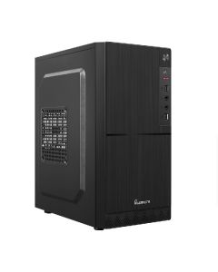 Quaroni qcmt06 Gabinete Mini Torre Frente De Abs, Negro Tipo Alumino Cepillado Con Encendido Y Puertos Laterales, Factor Forma Atx Micro Itx, Fuente Poder Incluida 400w