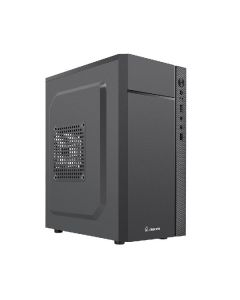 Quaroni qcmt05 Gabinete Mini Torre Frente De Abs, Negro Con Franja Tipo Fibra Carbono, Factor Forma Atx Y Micro Itx, Fuente Poder Incluida 400w