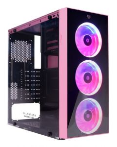 Balam Rush BR-932806 gabinete gamer dragonfly  media tower atx 3 vetniladores rgb usb 3.0 color rosa