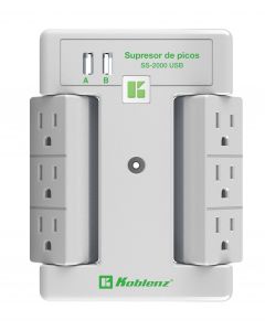 Koblenz 00-5348-00-8 Supresor 6 Cont Giratorios Y 2 Ptos Usb 2.4a (00-5348-00-8)