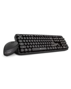 Techzone tz19comb01-ina Kit De Teclado Y Mouse Inalam Retro Color Negro Acabado Piano