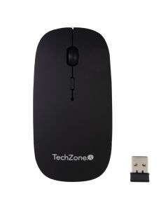 Tech Zone TZ18MOUINAMP-NG mouse inalambrico color negro rubber. incluye pad