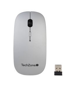 Techzone TZ18MOUINAMP-PL mouse inalambrico color plata rubber. incluye pad