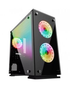 Game Factor csg-550  Gabinete Gamer - Micro-tower, Gabinete, Acero, Vidrio Templado, Micro Atx, Mini Itx, Negro