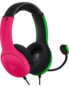 Nintendo 500-162-PKGR lvl40 wired stereo headset for switch joycon pink green