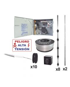 Yonusa cerca250mts Kit De Cerca Electrificada Con Accesorios Para 250metros Incluye: Energizadorbateriacablealambrepostesletreros Y Tensores