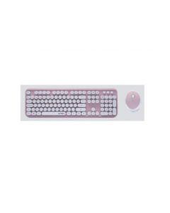 Acteck ac-923194 Kit Teclado Y Mouse Inalámbrico T520 Vintage - Estándar, 105 Teclas, Rosa, 1600 Dpi